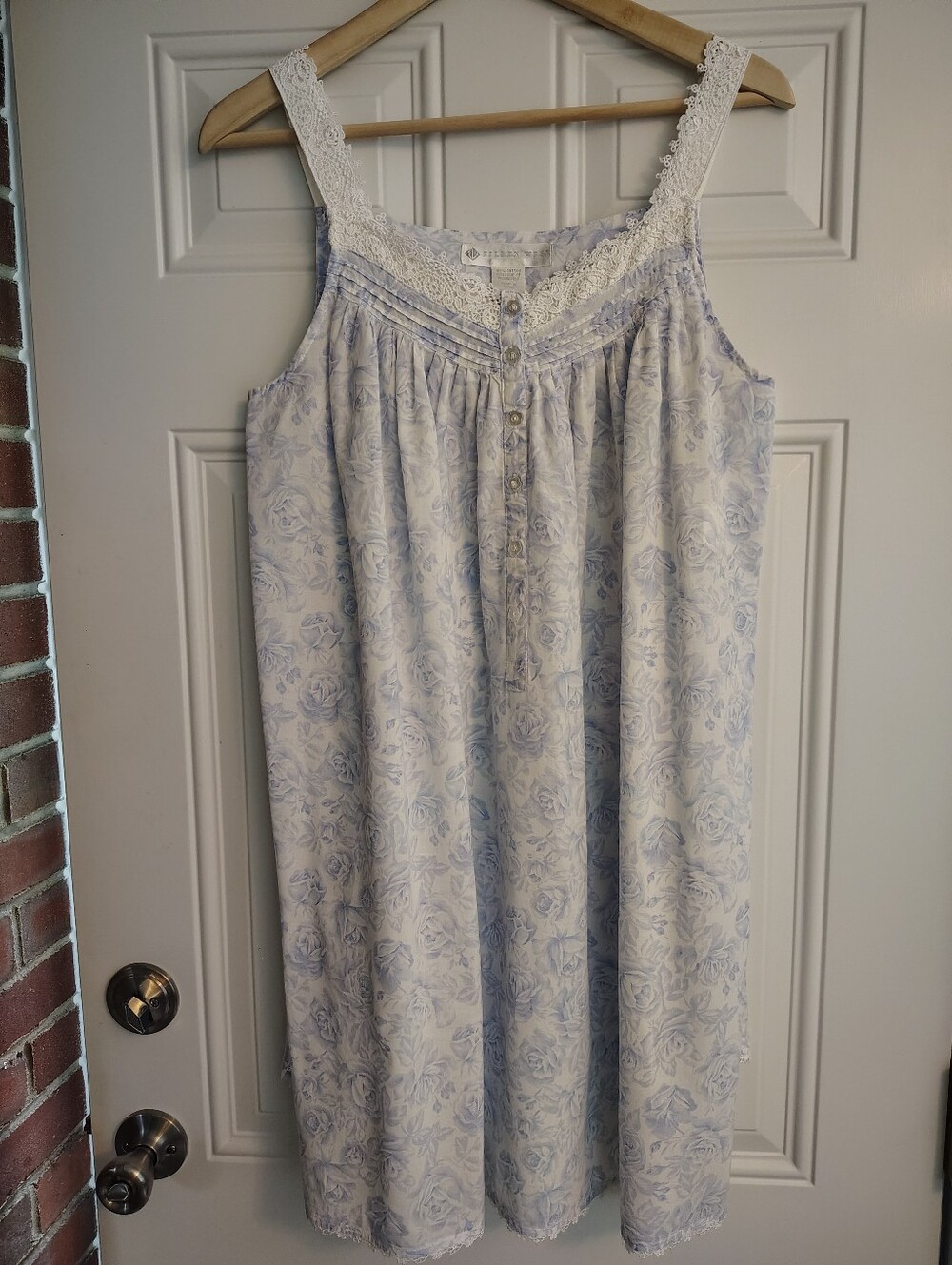 Eileen West 100% Cotton Lawn Nightgown & Robe Set Small Blue Floral Lace 2pc - Picture 7 of 16